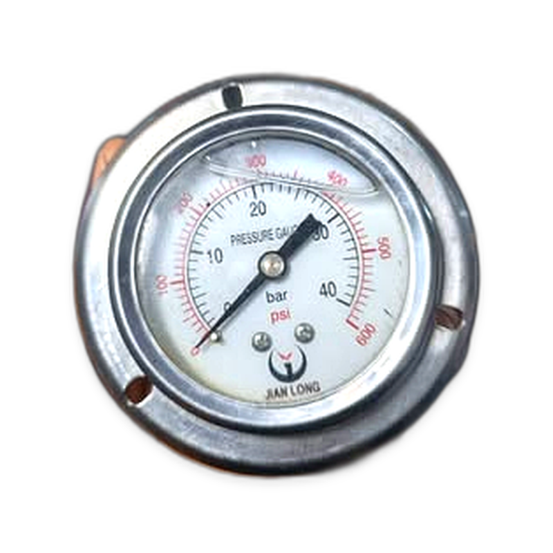 Jian Long Liquid-Filled Pressure Gauge (0–40 Bar / 0–600 PSI), Panel Mount